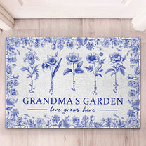 Grandma's Garden Love Grows Here Toile De Jouy - Personalized Doormat