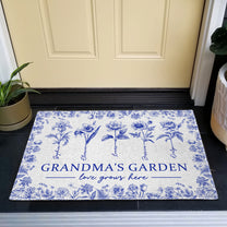 Grandma's Garden Love Grows Here Toile De Jouy - Personalized Doormat