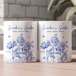 Grandma's Garden Toile Custom Birth Flowers - Personalized Mug - Gift For Grandma