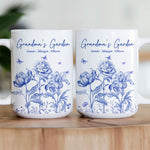 Grandma's Garden Toile Custom Birth Flowers - Personalized Mug - Gift For Grandma