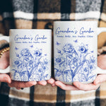 Grandma's Garden Toile Custom Birth Flowers - Personalized Mug - Gift For Grandma