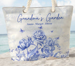 Grandma's Garden Toile De Jouy Style - Personalized Beach Bag