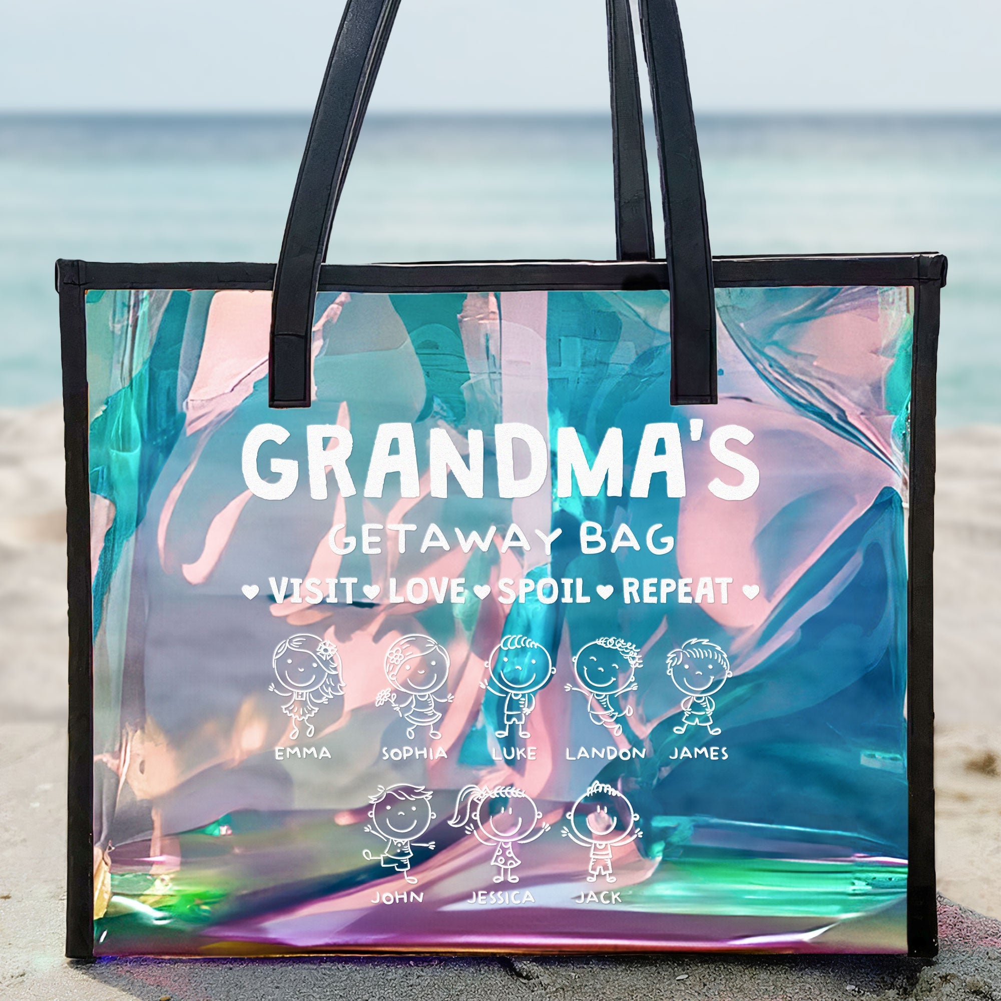 Grandma s Getaway Bag Personalized Holographic Tote Macorner