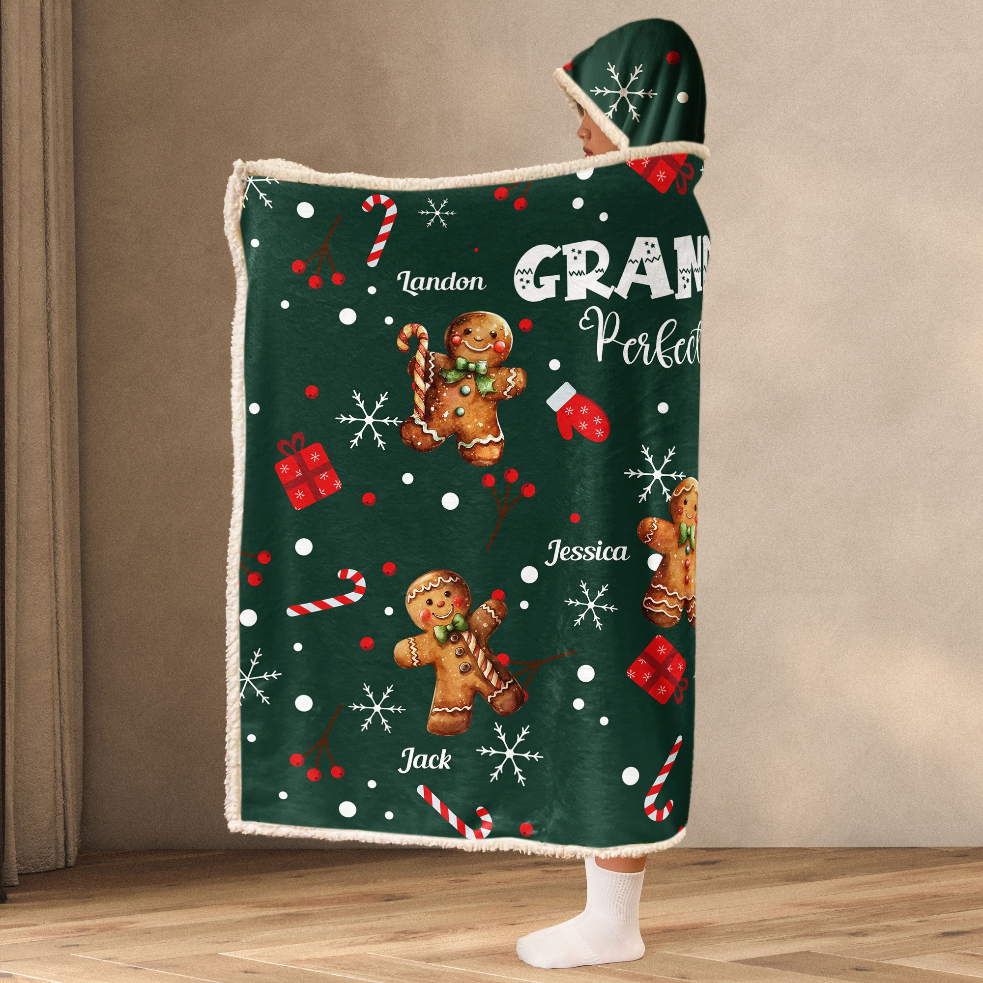 Grandma's Perfect Batch Gift - Personalized Wearable Blanket Hoodie - Gift For Grandma