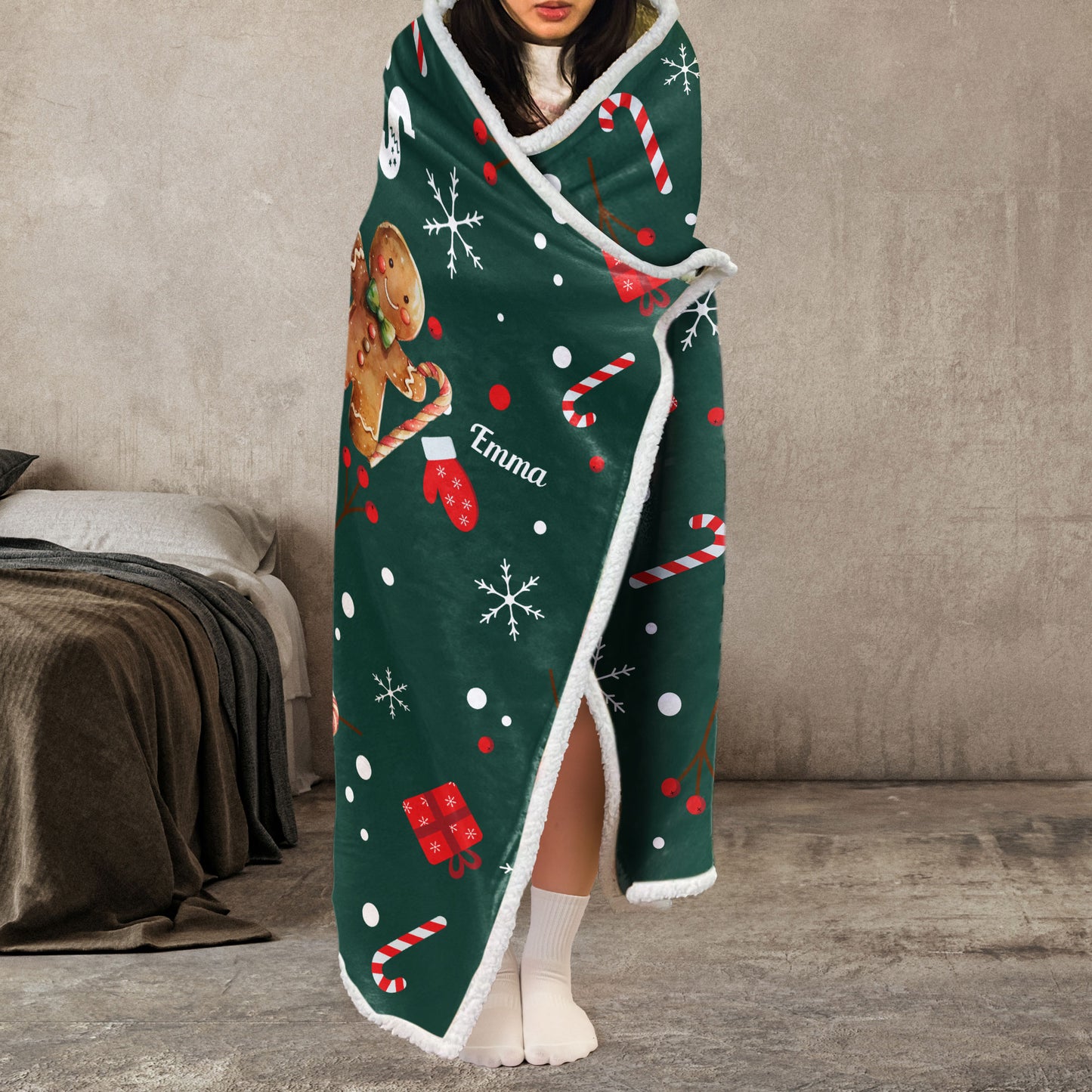 Grandma's Perfect Batch Christmas Gift - Personalized Wearable Blanket Hoodie