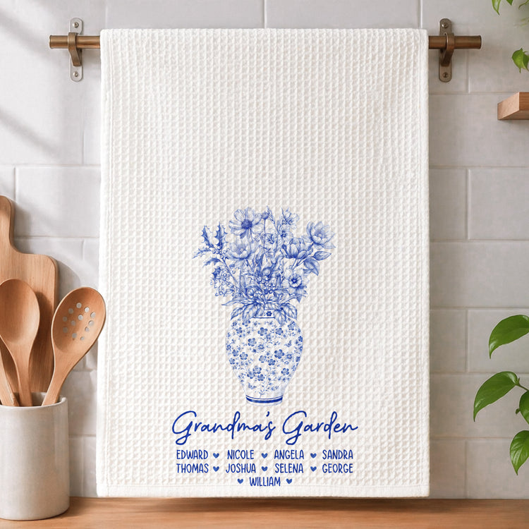 Grandmas-Garden-Custom-Kid-Names-&-Birth-Flowers-Personalized-Kitchen-Towel-3