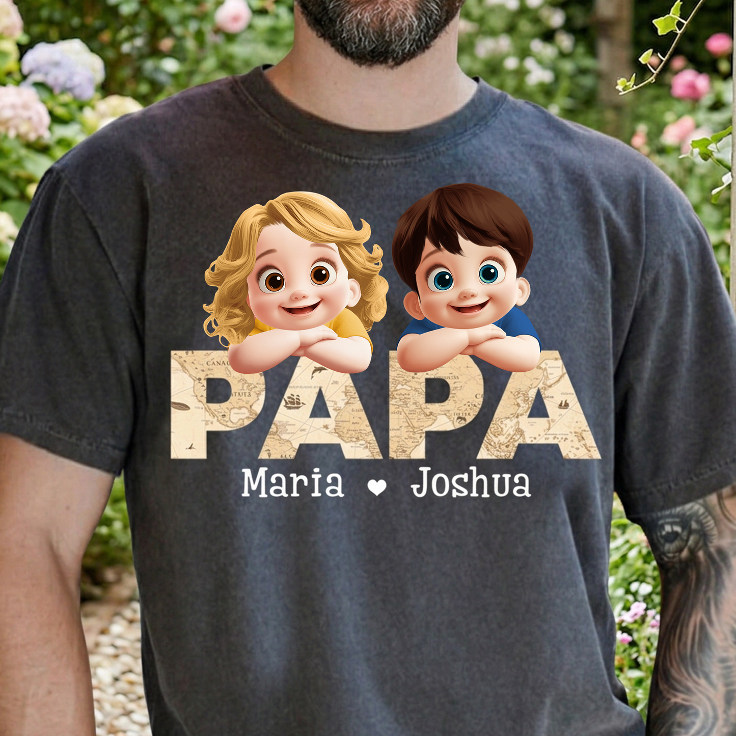 Father's Day Gifts, Grandpa Daddy Title With Pattern 3D - Personalized Shirt