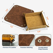 Grandpa Est With Grandkids Doodle - Personalized Leather Valet Tray