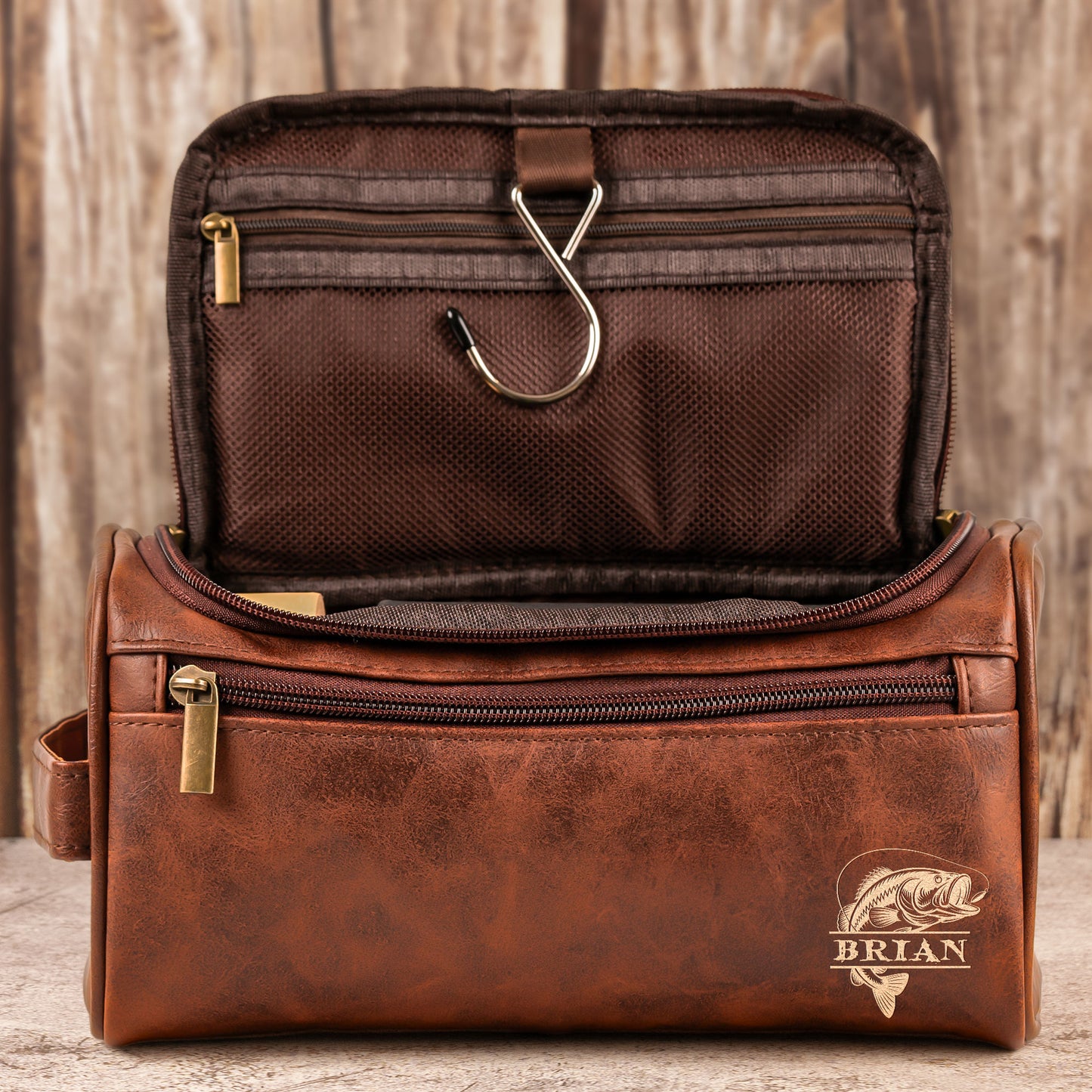 Grandpa Hobby Monogram - Personalized Leather Toiletry Bag