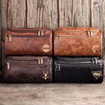 Grandpa Hobby Monogram - Personalized Leather Toiletry Bag