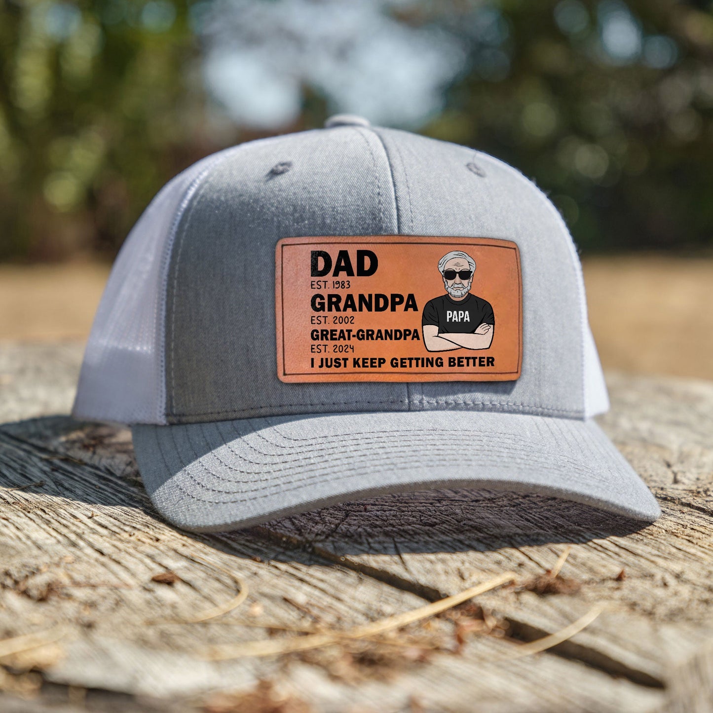 Grandpa Just Getting Better - Personalized Leather Patch Hat