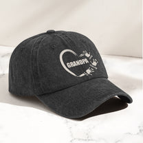 Grandpa Love Handprints - Personalized Distressed Denim Cap
