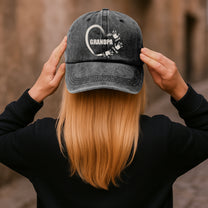 Grandpa Love Handprints - Personalized Distressed Denim Cap