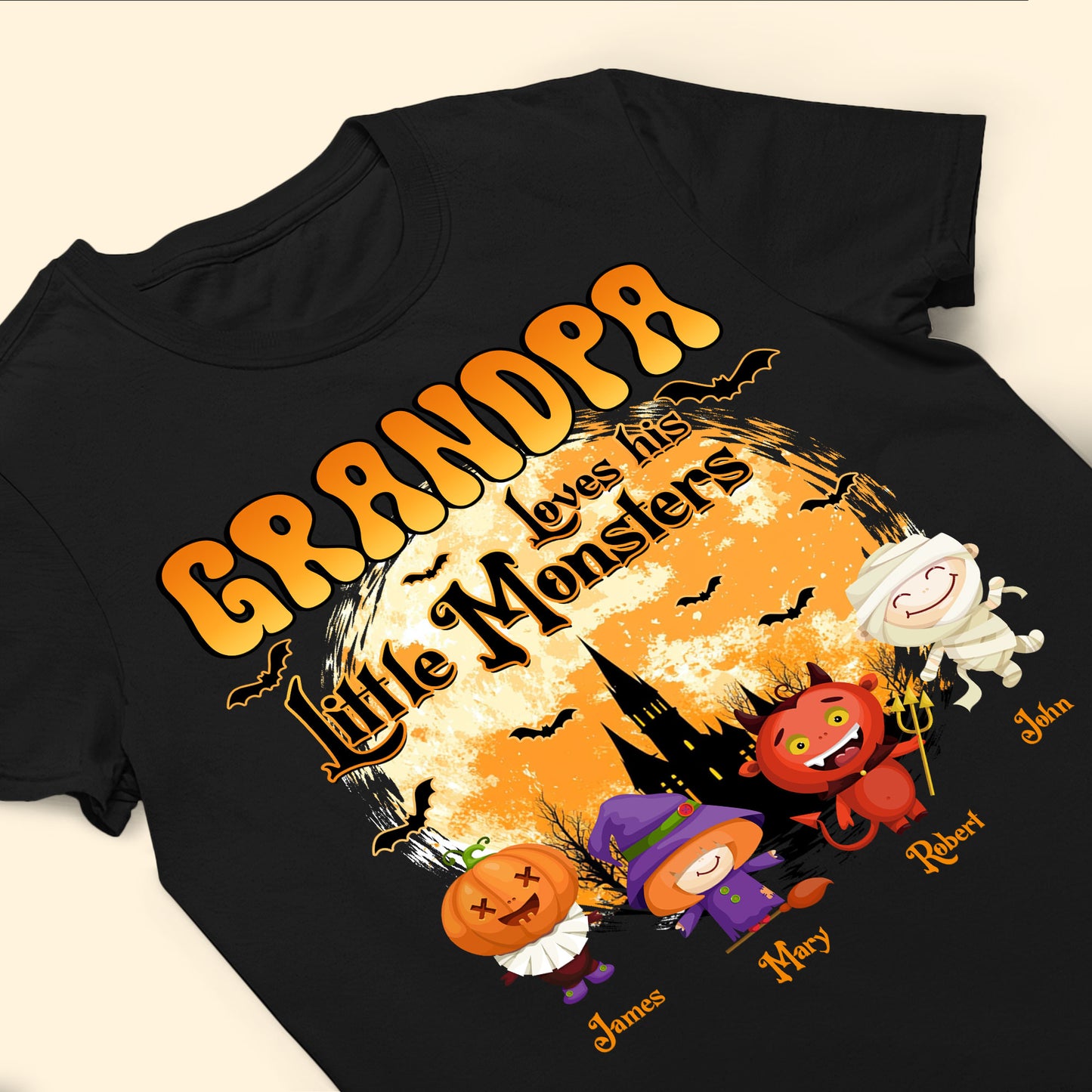 Grandpa Loves His Little Monsters Halloween Gift - Personalized Shirt