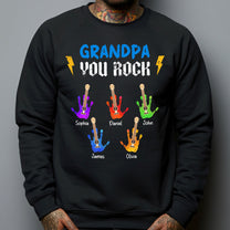 Grandpa You Rock - Personalized Shirt - Christmas Gift For Grandpa