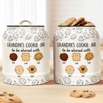 Grandpa & Grandma's Cookie Jar To Be Shared With Kids - Personalized Cookie Jar