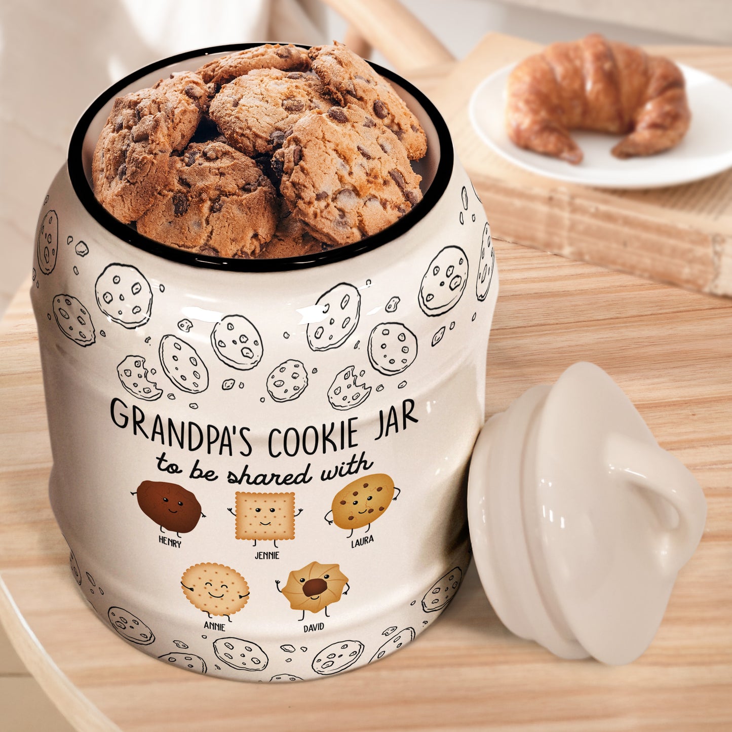 Grandpa & Grandma's Cookie Jar To Be Shared With Kids - Personalized Cookie Jar