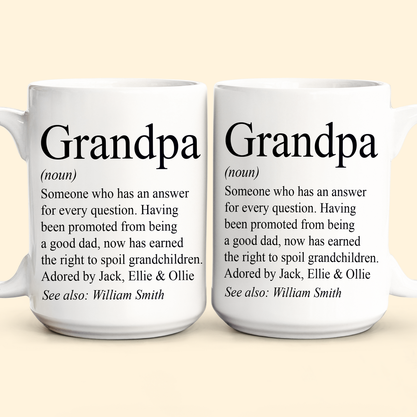 Grandpa, Grandad, Papa Definition - Personalized Accent Mug