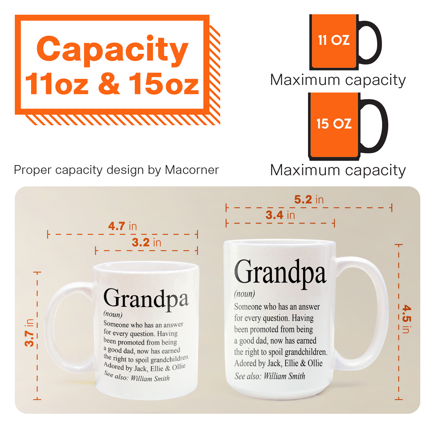 Grandpa, Grandad, Papa Definition - Personalized Accent Mug