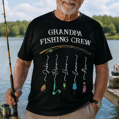 Grandpa Fishing Crew Colorful Front Print - Personalized Shirt