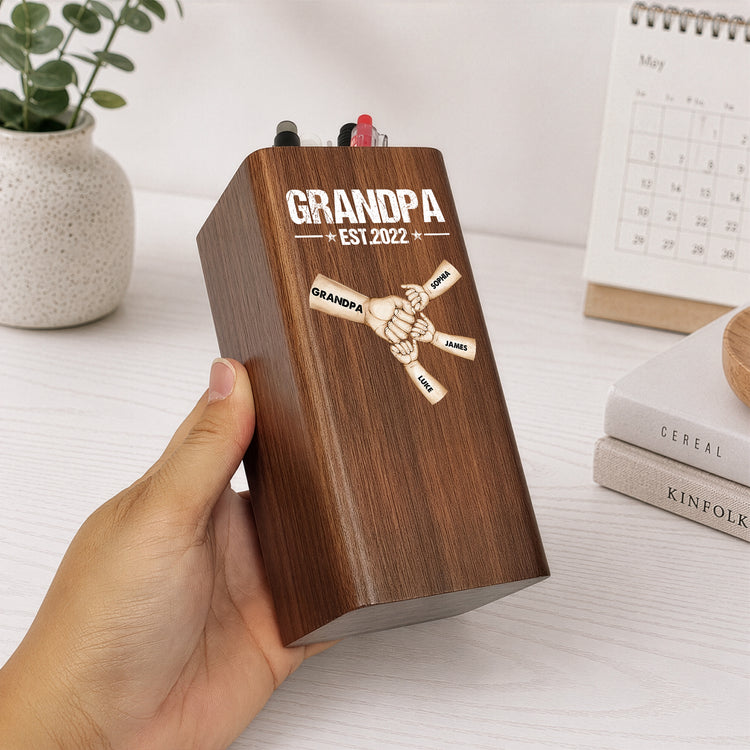 Grandpa-Fist-Bump-Personalized-Pen-Holder-With-Clock-3