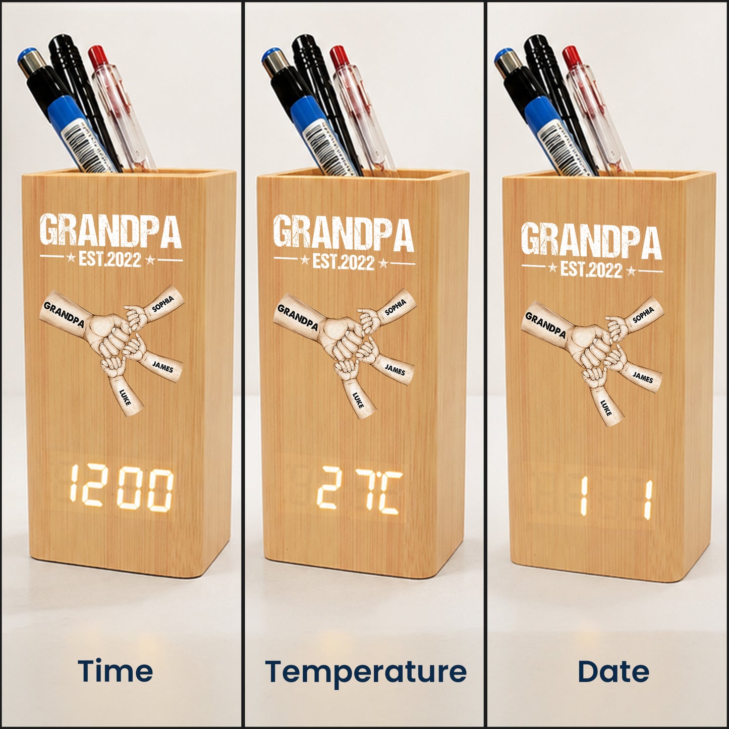Grandpa-Fist-Bump-Personalized-Pen-Holder-With-Clock-4