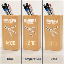 Grandpa-Fist-Bump-Personalized-Pen-Holder-With-Clock-4