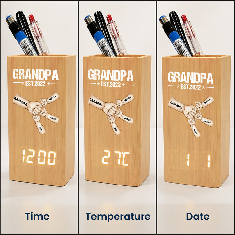 Grandpa-Fist-Bump-Personalized-Pen-Holder-With-Clock-4