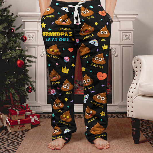 Grandpa's Little Shit - Personalized Fleece Pajama Pants