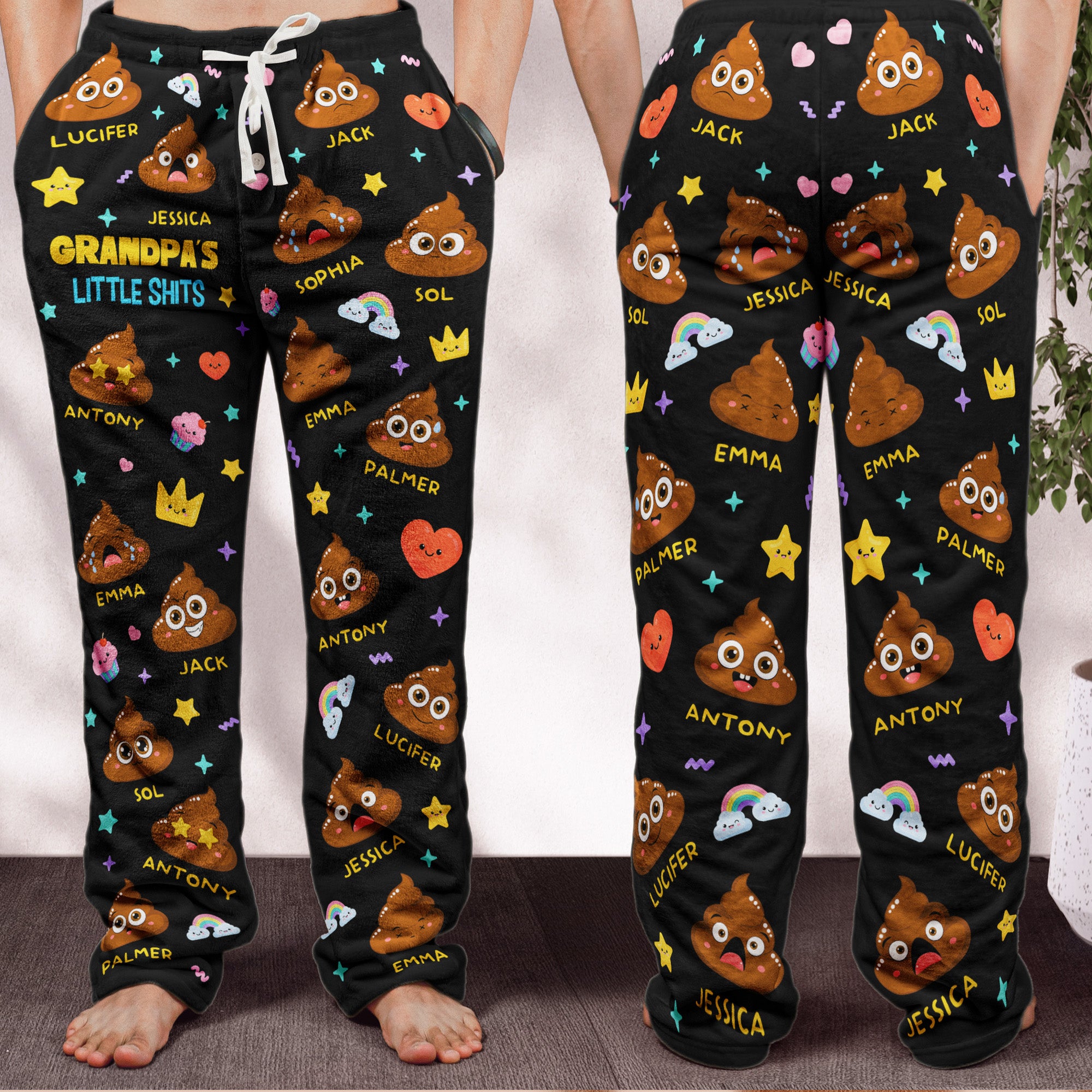 Grandpa's Little Shit - Personalized Fleece Pajama Pants