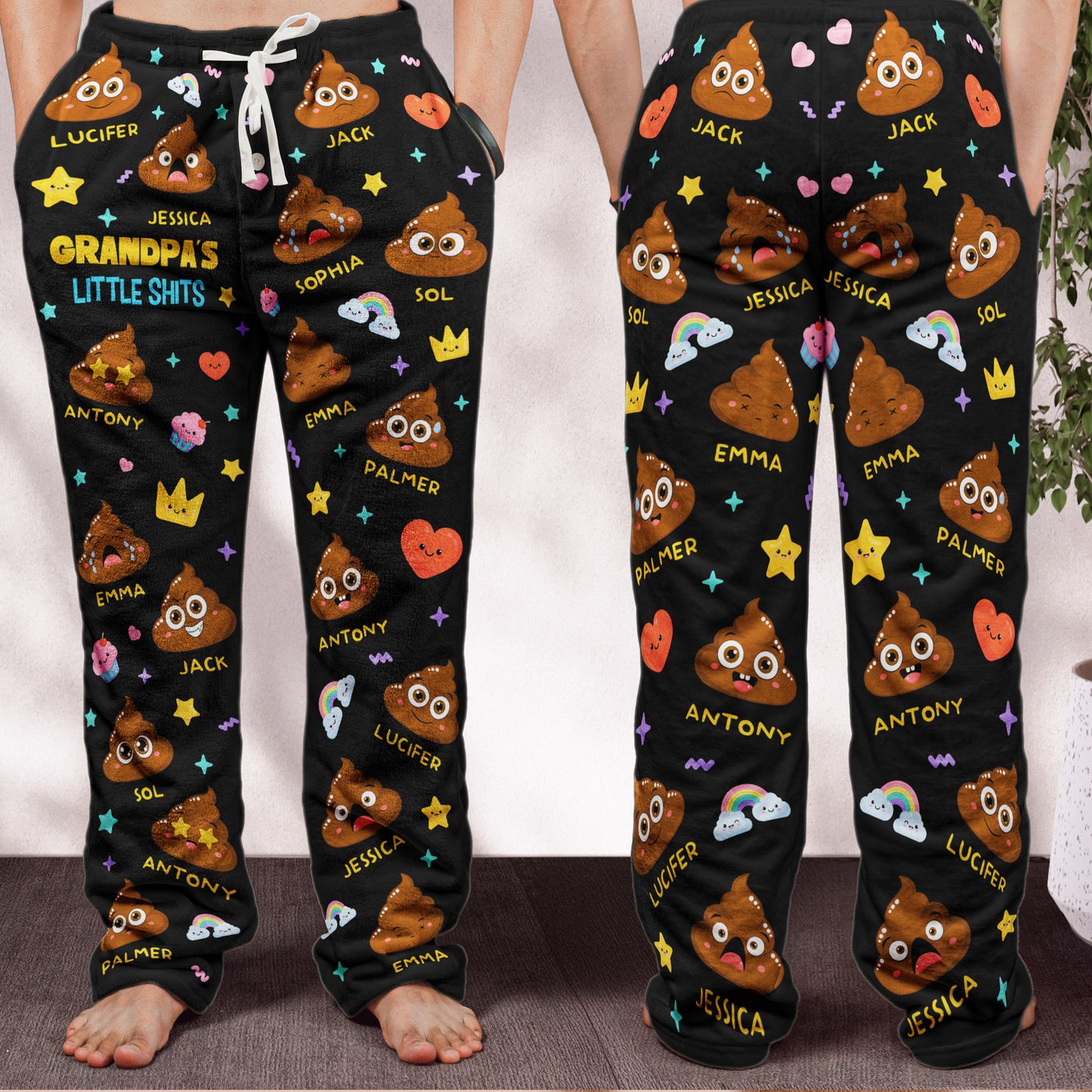 Grandpa's Little Shit - Personalized Fleece Pajama Pants