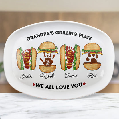 Grandpa's-Grilling-Plate,-Custom-Burger-Hot-Dog-Handprint-Footprint-Personalized-Platter-1