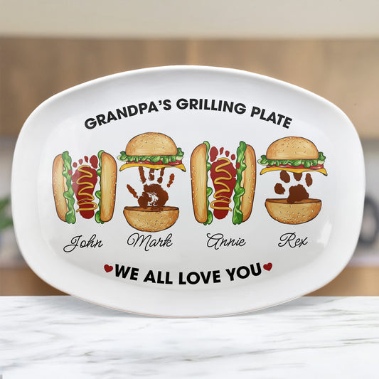 Grandpa's-Grilling-Plate,-Custom-Burger-Hot-Dog-Handprint-Footprint-Personalized-Platter-1