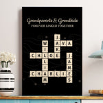 Grandparents & Grandkids Forever Linked Together Scrabble - Personalized Poster