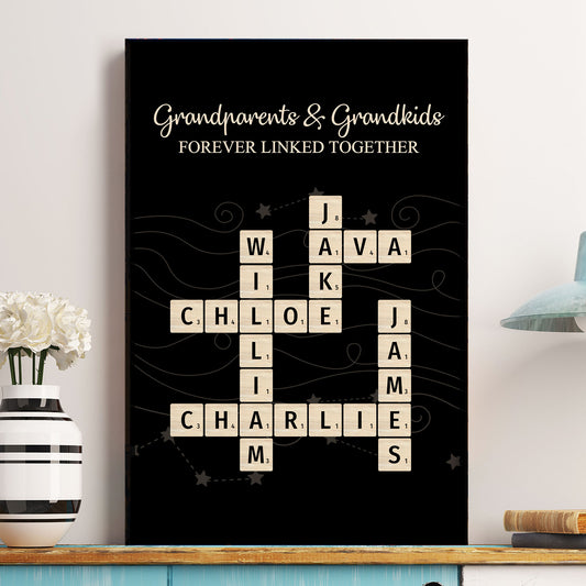 Grandparents & Grandkids Forever Linked Together Scrabble - Personalized Poster