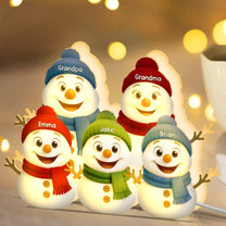 Grandparents And Grandkids Snowman - Personalized Light Box