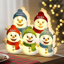 Grandparents And Grandkids Snowman - Personalized Light Box