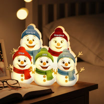 Grandparents And Grandkids Snowman - Personalized Light Box