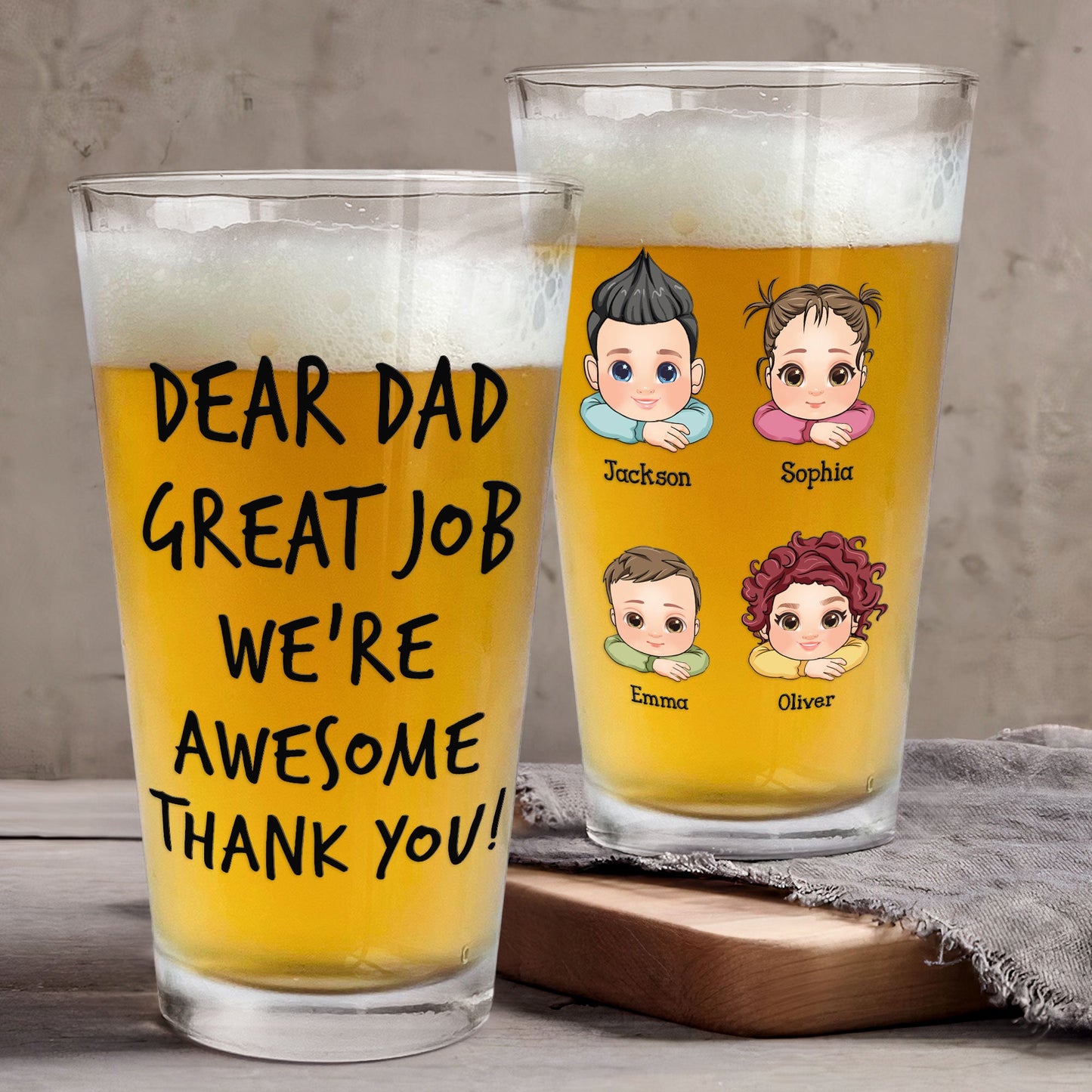 Great Job Dad We're Awesome - Personalized Beer Glass