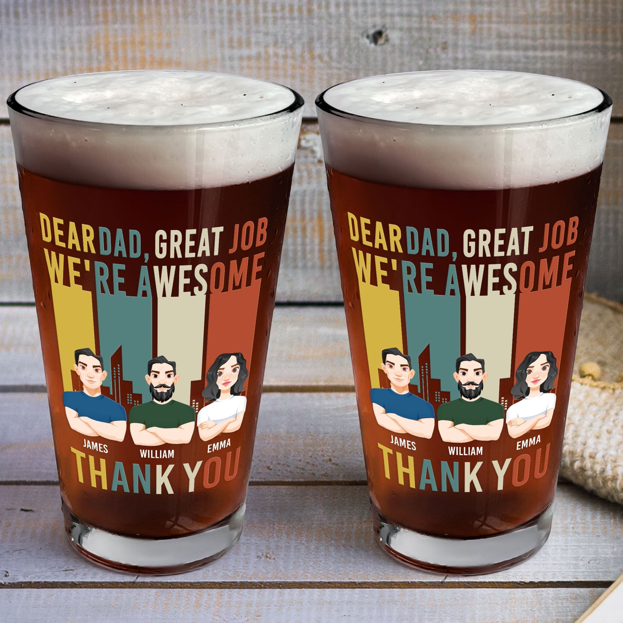 Great Job Dad We're Awesome - Personalized Beer Glass