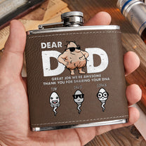 Great Job We're Awesome Thank You For Sharing Your DNA - Personalized Leather Flask