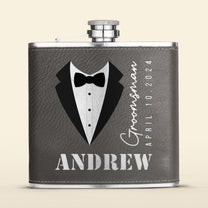 Groom And Groomsmen Wedding Gift - Personalized Leather Flask