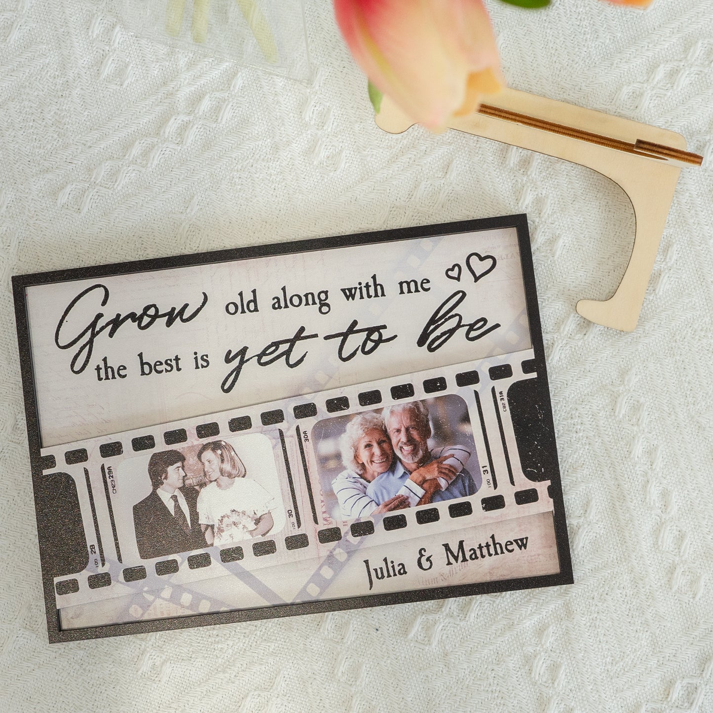 Grow Old Along With Me The Best Is Yet To Be - Personalized Wooden Photo Plaque