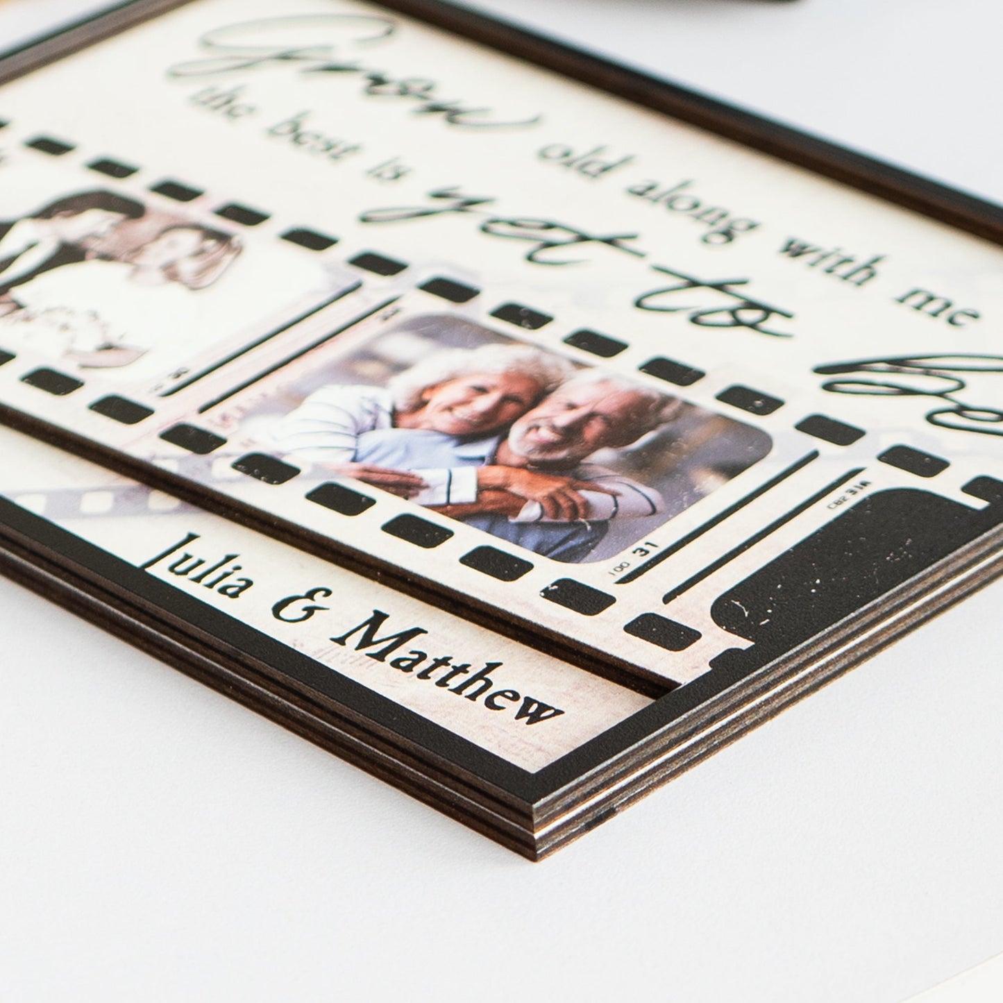 Grow Old Along With Me The Best Is Yet To Be - Personalized Wooden Photo Plaque