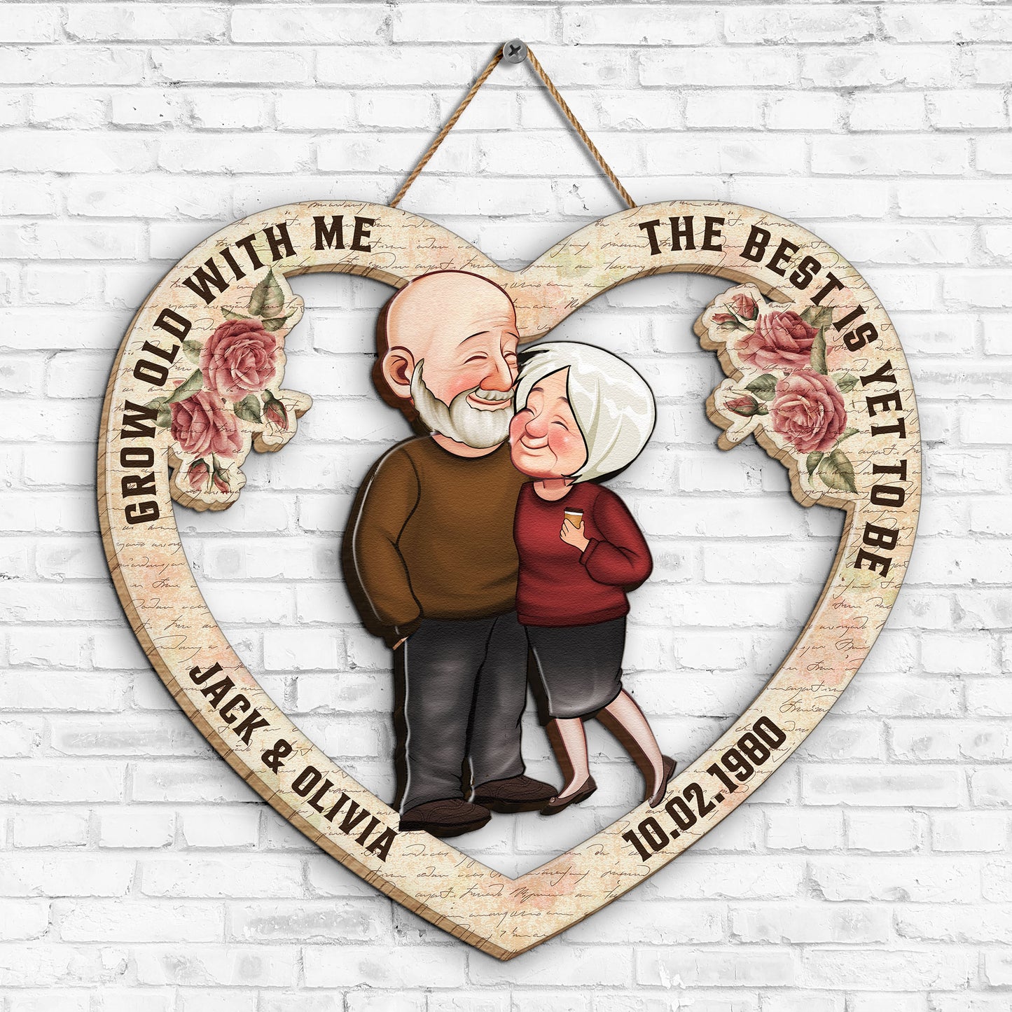 Grow Old With Me Old Couples Anniversary - Personalized Wood Sign