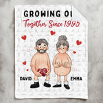 Growing Old Together Since Naughty Couple - Personalized Blanket