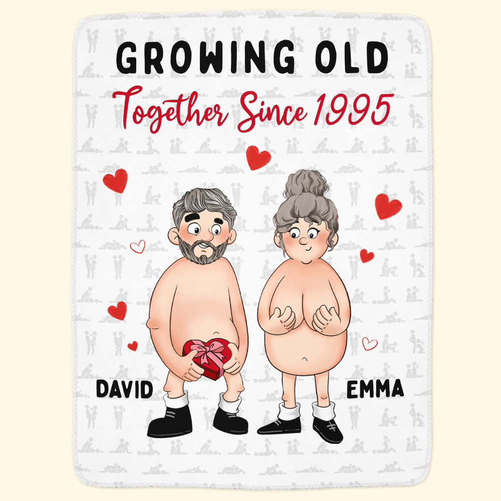 Growing Old Together Since Naughty Couple - Personalized Blanket