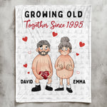 Growing Old Together Since Naughty Couple - Personalized Blanket