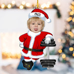 Gym Lovers In Santa Costumes - Personalized Acrylic Photo Ornament
