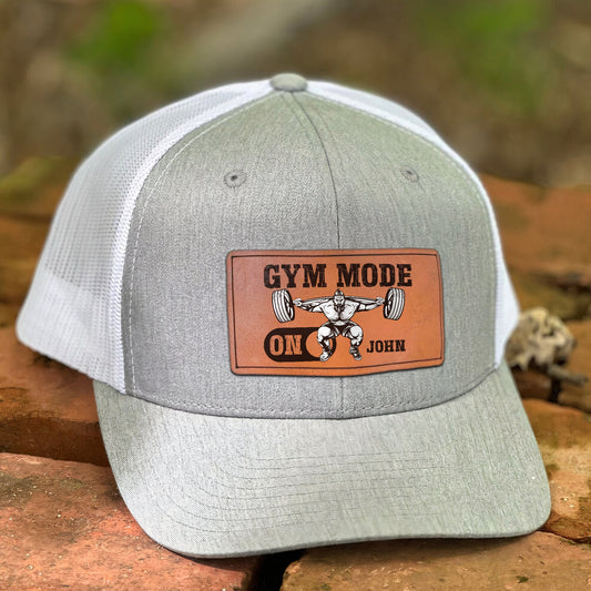 Gym Mode On - Personalized Leather Patch Hat